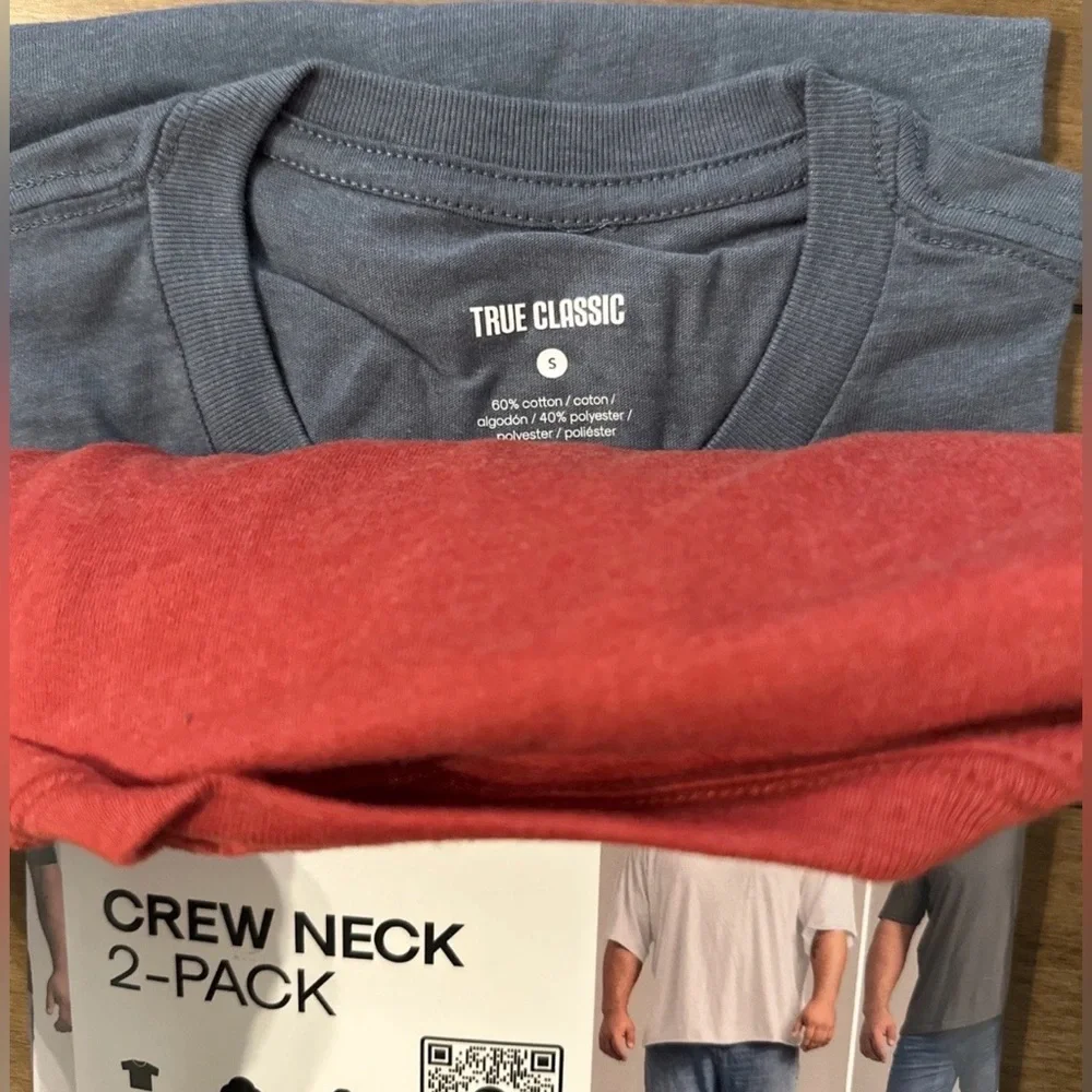 True Classic Mens Small 2 Pack T-Shirt Short Sleeve Crew Neck Flattering Fit - Picture 7 of 7